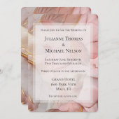 Romantische Rose Blush Pink Gold Leaf Hochzeit Einladung (Vorne/Hinten)