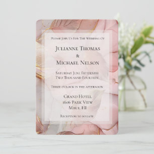 Romantische Rose Blush Pink Gold Leaf Hochzeit Einladung