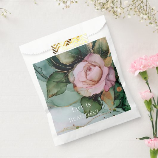 Romantische Rose Blush Pink Goldfloralhochzeit Geschenktütchen (Versiegelt)