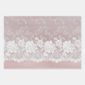 Romantische Rose Blush Pink White Lace Floral Wedd Geschenkpapier Set (Vorderseite)