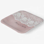 Romantische Rose Blush Pink White Lace Floral Wedd Pappteller (Gewinkelt)