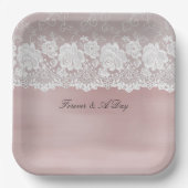 Romantische Rose Blush Pink White Lace Floral Wedd Pappteller (Vorderseite)