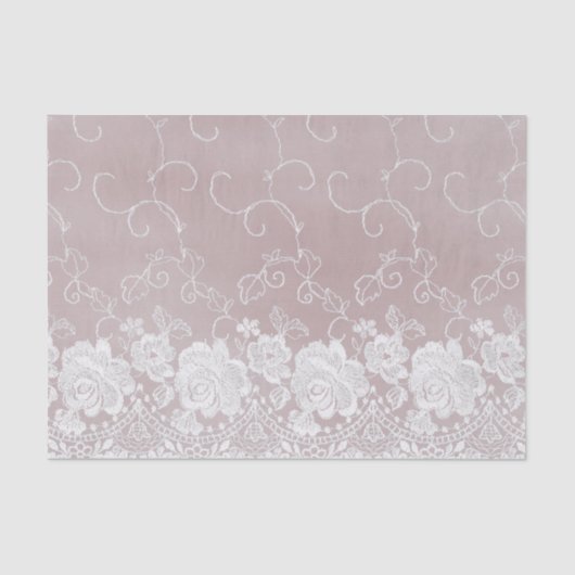 Romantische Rose Blush Pink White Lace Floral Wedd Seidenpapier (Vorderseite)
