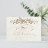 Romantische Rose-Bogen - Creme RSVP Karte (Stehend Vorderseite)