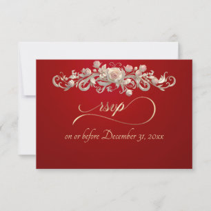 Romantische Rose-Bogen - Rote RSVP-Karte RSVP Karte