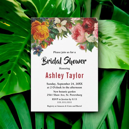 Romantische Rose Boho Floral Brautparty Einladung