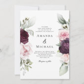 Romantische Rose Botanische Hochzeit Einladung (Vorderseite)