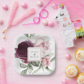 Romantische Rose Botanische Hochzeit Pappteller (Party)