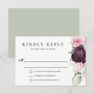 Romantische Rose Botanische Hochzeit RSVP Karte