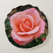 Romantische Rose Botanische Kunst Rundes Kissen (Rückseite)