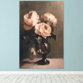 Romantische Rose Bouquet in Vase - Klassik noch im Leinwanddruck (Insitu (Holzboden))