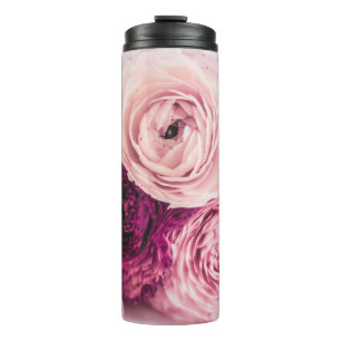 Romantische Rose Bouquet: Vintages Branding. Thermosbecher