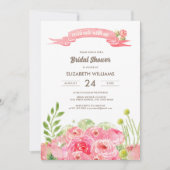 Romantische Rose Brautparty Einladung (Vorderseite)