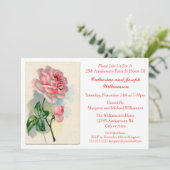 Romantische Rose Bud Blume Custom Anniversary Part Einladung (Stehend Vorderseite)
