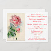 Romantische Rose Bud Blume Custom Anniversary Part Einladung (Vorne/Hinten)