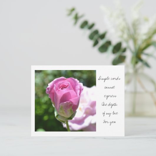 Romantische Rose Bud Postcard Postkarte (Stehend Vorderseite)