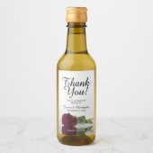 Romantische Rose Burgund Hochzeit Danke Mini Weinetikett (Vorderseite)