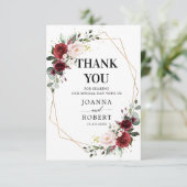 Romantische Rose Burgund Rot-Rot Dankeskarte (Stehend Vorderseite)