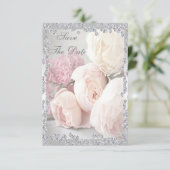 Romantische Rose & Diamanten 16. Save the Date (Stehend Vorderseite)