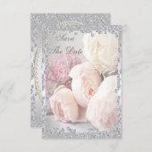 Romantische Rose & Diamanten 16. Save the Date (Vorne/Hinten)