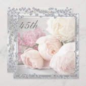 Romantische Rose & Diamanten 45. Geburtstagsparty Einladung (Vorne/Hinten)