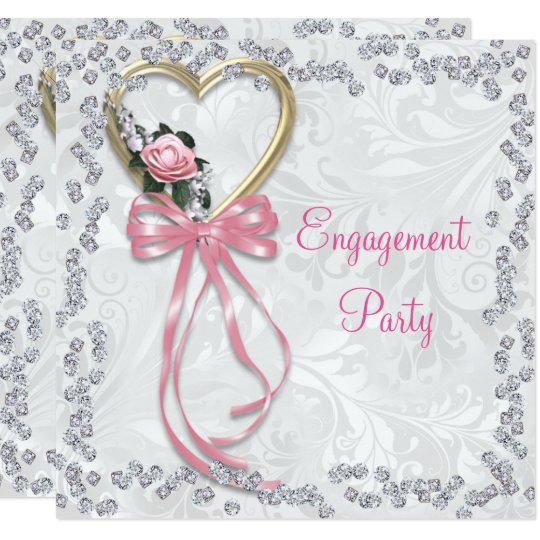 Romantische Rose Diamanten U Band Verlobung Einladung Zazzle De