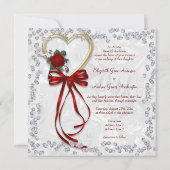 Romantische Rose, Diamanten und Hochzeiten mit rot Einladung (Rückseite)
