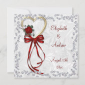 Romantische Rose, Diamanten und Hochzeiten mit rot Einladung (Vorderseite)