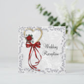 Romantische Rose, Diamanten und Hochzeitsinvit Einladung (Stehend Vorderseite)