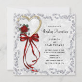 Romantische Rose, Diamanten und Hochzeitsinvit Einladung (Rückseite)