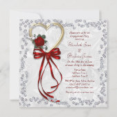 Romantische Rose, Diamanten und Rote Verlobung Einladung (Rückseite)