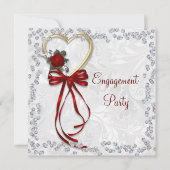 Romantische Rose, Diamanten und Rote Verlobung Einladung (Vorderseite)