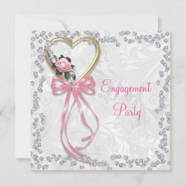 Romantische Rose, Diamanten und Verlobung Einladung