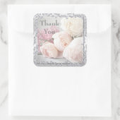 Romantische Rose & Diamanten Vielen Dank Quadratischer Aufkleber (Tasche)