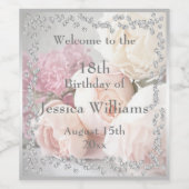 Romantische Rose & Diamanten Willkommen Weinetikett (Einzelnes Label)