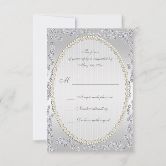 Romantische Rose & Diamonds UAwg RSVP Karte (Rückseite)