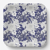 Romantische Rose-Ekalyptuslinie zeichnend lila Pappteller (Vorderseite)