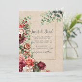 Romantische Rose Floral Eukalyptus QR Code Hochzei Einladung (Stehend Vorderseite)