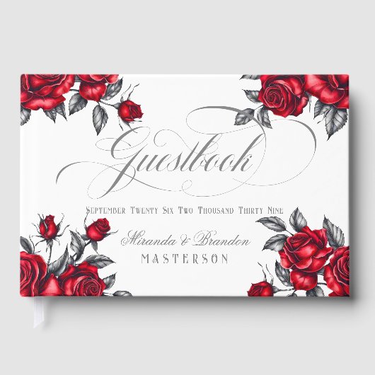 Romantische Rose Floral Wedding Gästebuch (Vorderseite)