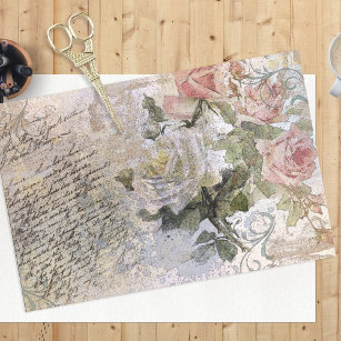 Romantische Rose Florals Alte handgeschriebene Ent Seidenpapier