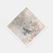 Romantische Rose Florals Alte handgeschriebene Ent Serviette (Ecke)