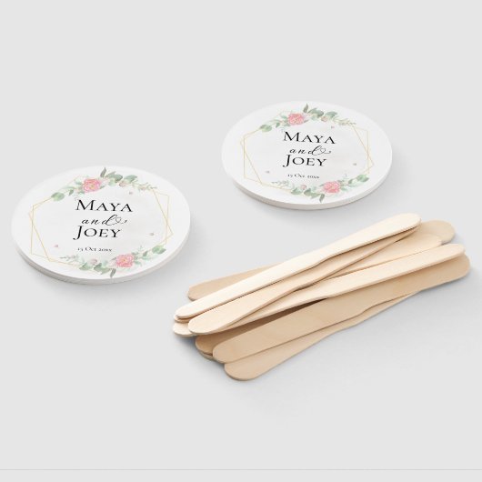 Romantische Rose Geometric Wedding Fächer (Non-assembled)