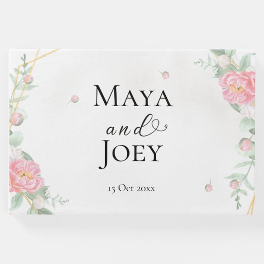 Romantische Rose Geometric Wedding Gästebuch (Vorderseite)