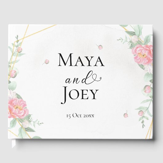 Romantische Rose Geometric Wedding Gästebuch (Vorderseite)