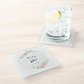 Romantische Rose Geometric Wedding Glasuntersetzer (Schrägansicht)