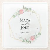Romantische Rose Geometric Wedding Glasuntersetzer (Vorderseite)