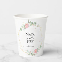 Romantische Rose Geometric Wedding Pappbecher