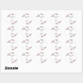 Romantische Rose Glitzer Kalligrafie Hochzeit Runder Aufkleber (Blatt)
