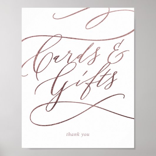 Romantische Rose Gold Calligraphy Cards & Gifts Ze Poster (Vorne)