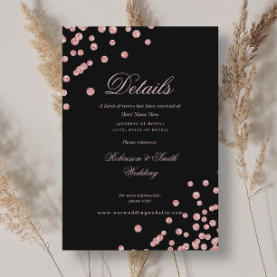 Romantische Rose Gold Confetti Wedding Details Sch Begleitkarte
